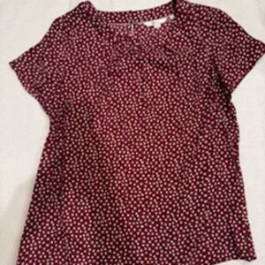 Worn ONCE!! EUC Boden Silk-Blend Burgundy Polka Dot Carey Top, Size 10
